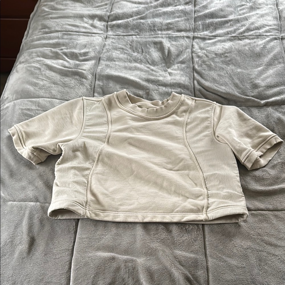 Lululemon Athletica Cream Crop Top with Textured Knit